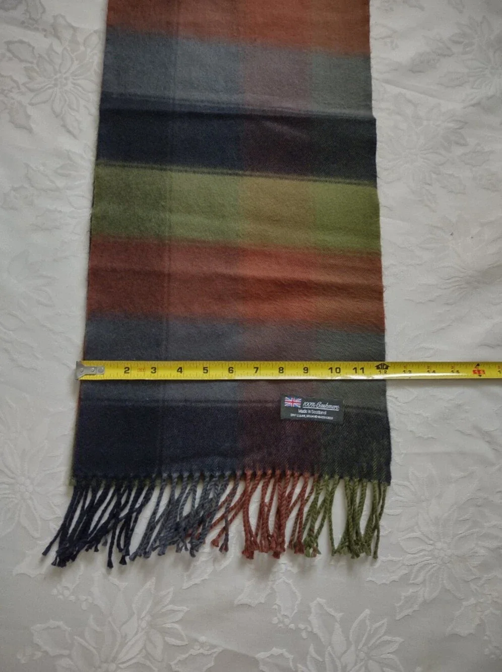 Cashmere Scotland Earthy Colors Scarf With Fringe